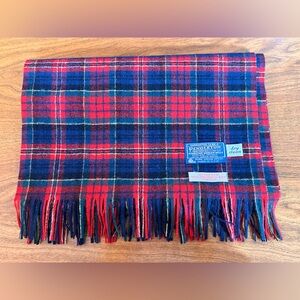 70’s Pendleton MacPherson Red Tartan Wool Scarf USA Made Vintage Heritage Preppy